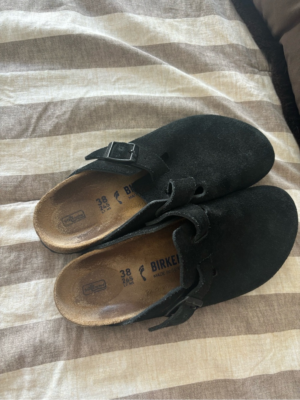Birkenstock Black Suede Boston Clogs - Men’s Slip-On